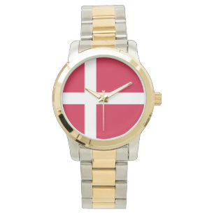 Reloj De Pulsera Bandera de Dinamarca o tela danesa