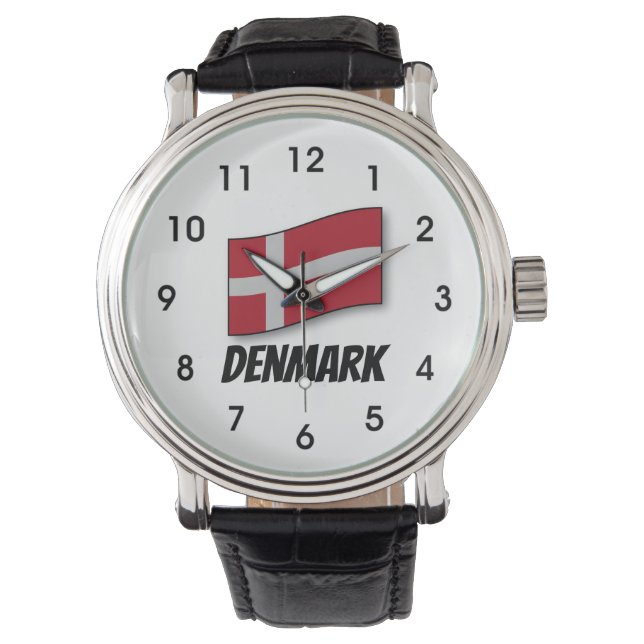 Reloj De Pulsera Bandera de Dinamarca ondeando (Anverso)