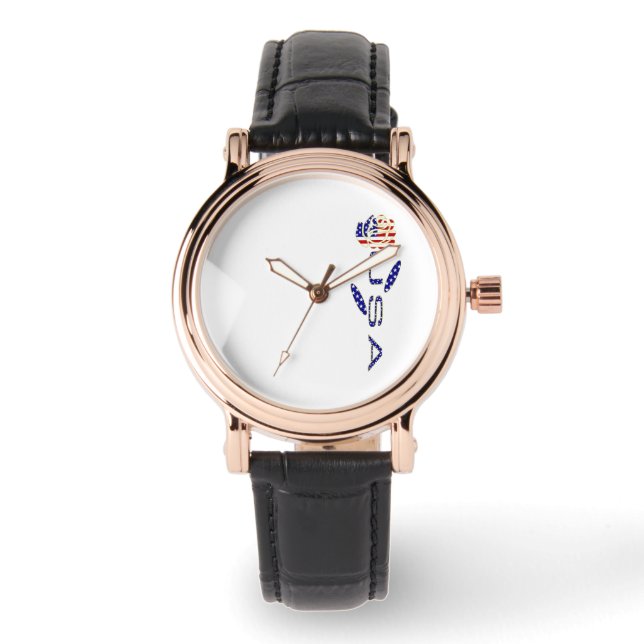 Reloj De Pulsera Bandera de EE. UU. Rosa Americana  (Anverso)