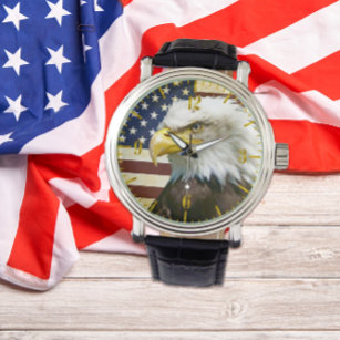 Reloj De Pulsera Bandera de Estados Unidos con vintage de águila es
