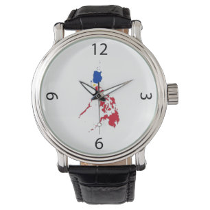 Reloj De Pulsera bandera de Filipinas en el mapa