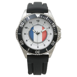 Reloj De Pulsera Bandera de Francia masculinaReloj de goma negra