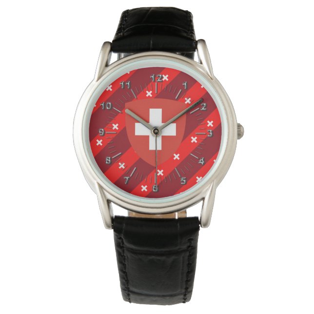 Reloj De Pulsera Bandera de franjas suizas (Anverso)