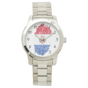 Reloj De Pulsera Bandera de huellas dactilares de Paraguay