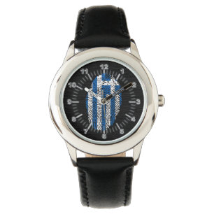 Reloj De Pulsera Bandera de huellas dactilares griegas