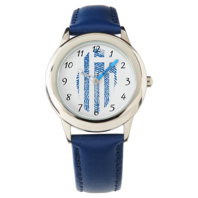 Reloj De Pulsera Bandera de huellas dactilares griegas (Anverso)