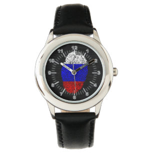 Reloj De Pulsera Bandera de huellas dactilares rusa