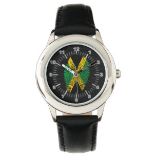 Reloj De Pulsera Bandera de huellas digitales de Jamaica