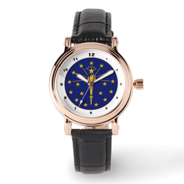 Reloj De Pulsera Bandera de Indiana e Indiana moda Estados Unidos / (Anverso)