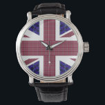 Reloj De Pulsera Bandera de Inglaterra, Bandera de Gran Bretaña<br><div class="desc">Bandera de Inglaterra,  reloj de la bandera de Gran Bretaña. La bandera está hecha con imágenes de piedras preciosas: el fondo azul es rectangular y azul. Las rayas rojas son de forma rectangular Rubies. Las estrellas son diamantes.</div>