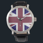 Reloj De Pulsera Bandera de Inglaterra, Bandera de Gran Bretaña<br><div class="desc">Bandera de Inglaterra,  reloj de la bandera de Gran Bretaña. La bandera está hecha con imágenes de piedras preciosas: el fondo azul es rectangular y azul. Las rayas rojas son de forma rectangular Rubies. Las estrellas son diamantes.</div>
