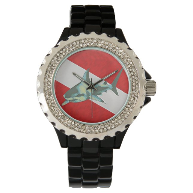 Reloj De Pulsera bandera de inmersión de tiburón, hora deportiva (Anverso)
