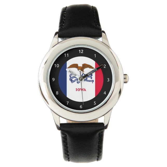 Reloj De Pulsera Bandera de Iowa, bandera de Estados Unidos (Anverso)