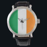 Reloj De Pulsera Bandera de Irlanda<br><div class="desc">La bandera irlandesa es una tribanda vertical. Los colores utilizados en la bandera son verde,  blanco y naranja. La proporción de la bandera irlandesa es de 1:2. La bandera de Irlanda se adoptó en 1919.</div>