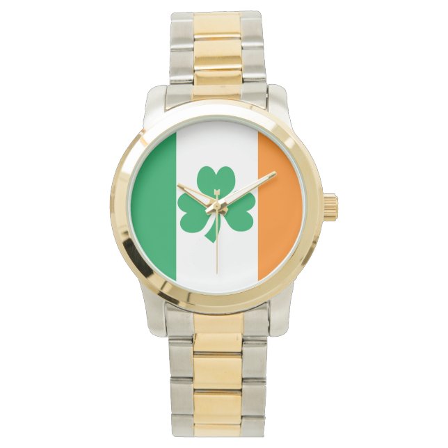 Reloj De Pulsera Bandera de Irlanda Shamrock (Anverso)