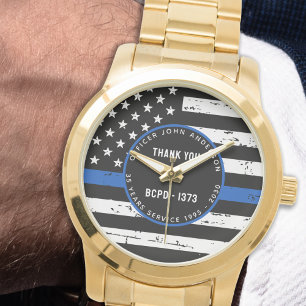 Reloj De Pulsera Bandera de la Línea Azul delgada personalizada de