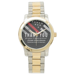 Reloj De Pulsera Bandera de la línea roja del aniversario de retiro