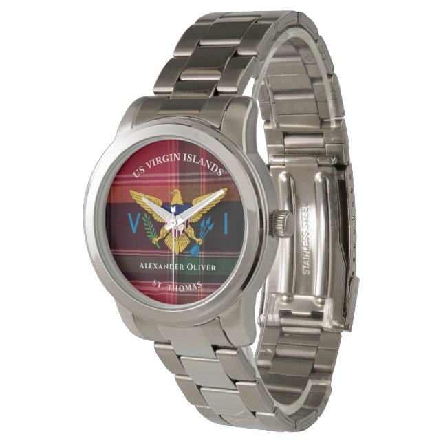 Reloj De Pulsera Bandera de las Islas Vírgenes de Estados Unidos Pe (Angular)