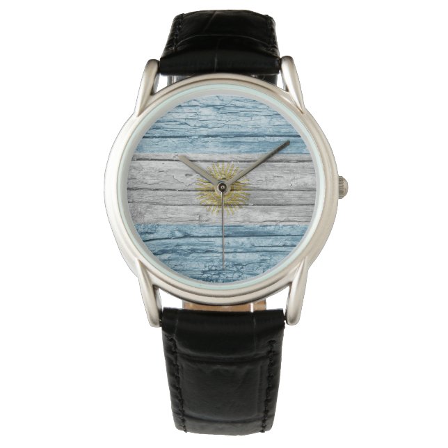 Reloj De Pulsera Bandera de madera de Argentina (Anverso)