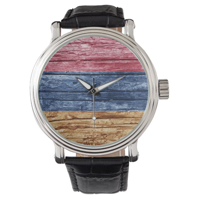 Reloj De Pulsera Bandera de madera de Armenia (Anverso)