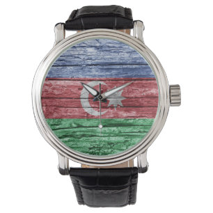 Reloj De Pulsera bandera de madera de Azerbaiyán