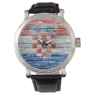 Reloj De Pulsera Bandera de madera de Croacia