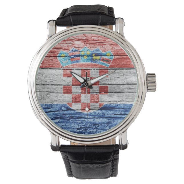 Reloj De Pulsera Bandera de madera de Croacia (Anverso)