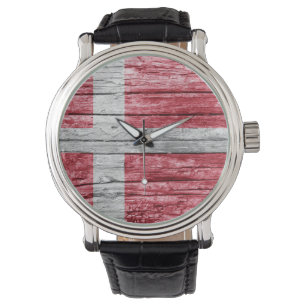 Reloj De Pulsera Bandera de madera de Dinamarca