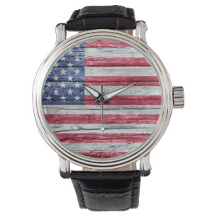 Reloj De Pulsera Bandera de madera de Estados Unidos