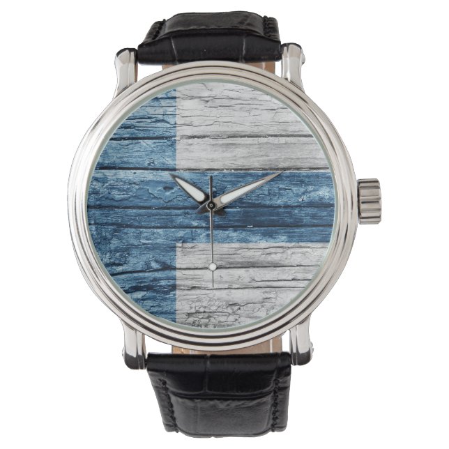 Reloj De Pulsera Bandera de madera de Finlandia (Anverso)