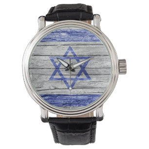 Reloj De Pulsera bandera de madera israelí