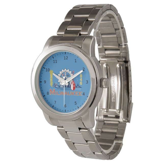 Reloj De Pulsera Bandera de Milwaukee, Wisconsin (Angular)