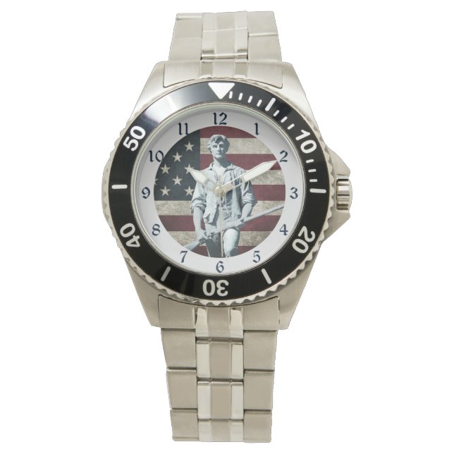 Reloj De Pulsera Bandera de Minuteman Patriot USA (Anverso)