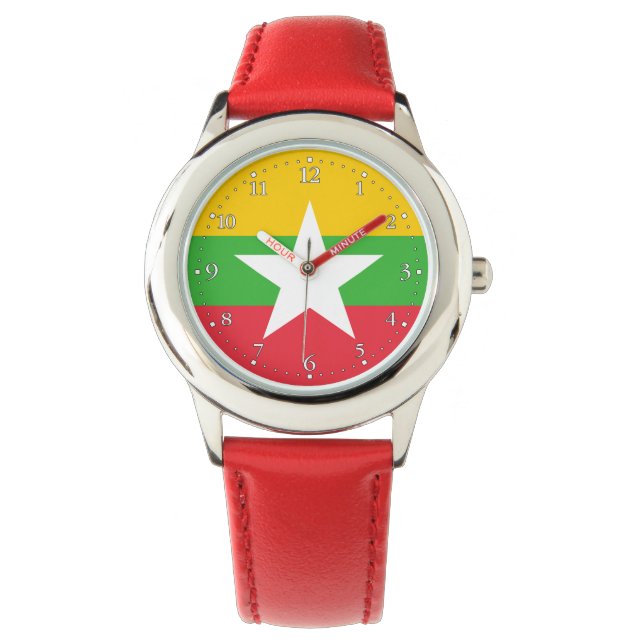 Reloj De Pulsera Bandera de Myanmar (Anverso)