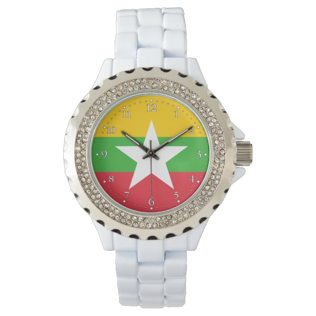 Reloj De Pulsera Bandera de Myanmar (Anverso)