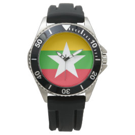 Reloj De Pulsera Bandera de Myanmar (Birmania)
