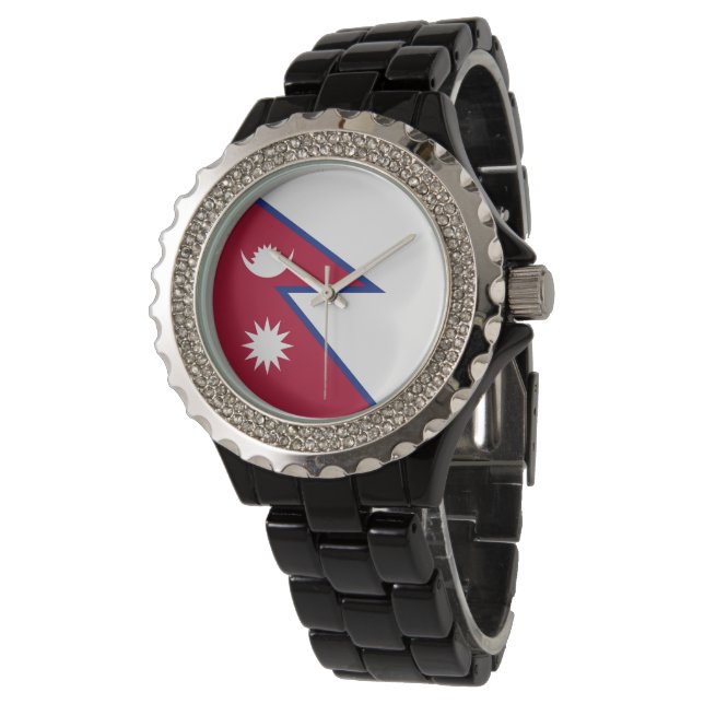 Reloj De Pulsera Bandera de Nepal (Angular)