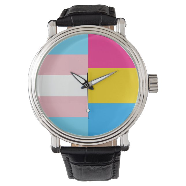 Reloj De Pulsera Bandera de orgullo dual pansexual transgénero (Anverso)