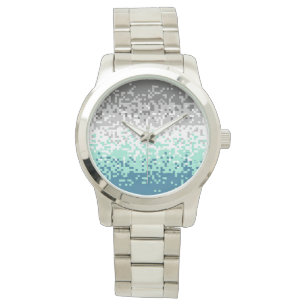 Reloj De Pulsera Bandera de orgullo frayromántico abstracto pixelad