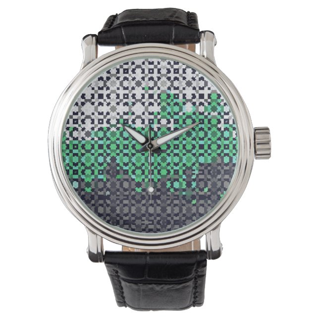 Reloj De Pulsera Bandera de orgullo Neutrois abstracta pixelada tri (Anverso)