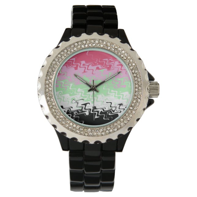 Reloj De Pulsera Bandera de Orgullo Recíproco Abstracta Ondulada Tr (Anverso)