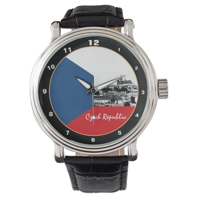 Reloj De Pulsera Bandera de Praga y Checa - histórico checo/deporte (Anverso)