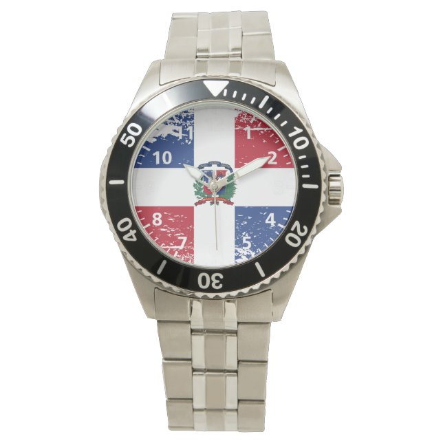 Reloj De Pulsera Bandera de República Dominicana gruesa (Anverso)