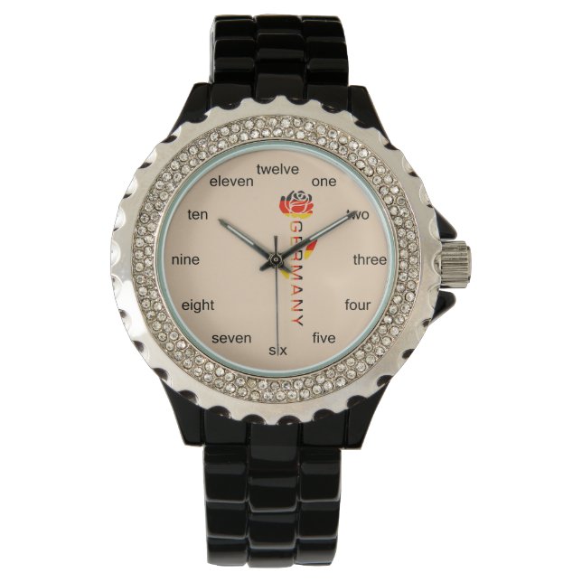Reloj De Pulsera Bandera de Rosa Alemana (Anverso)