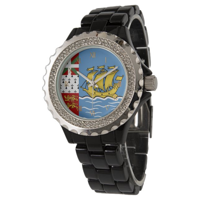Reloj De Pulsera Bandera de San Pedro y Miquelón (Angular)