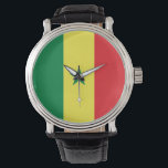 Reloj De Pulsera Bandera de Senegal<br><div class="desc">La bandera senegalesa es una tribanda vertical con un emblema en el centro. Los colores usados en la bandera son rojo,  verde,  amarillo. La proporción de la bandera senegalesa es de 2:3. La bandera del Senegal fue adoptada en 1960.</div>