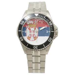 Reloj De Pulsera Bandera de Serbia del Grunge
