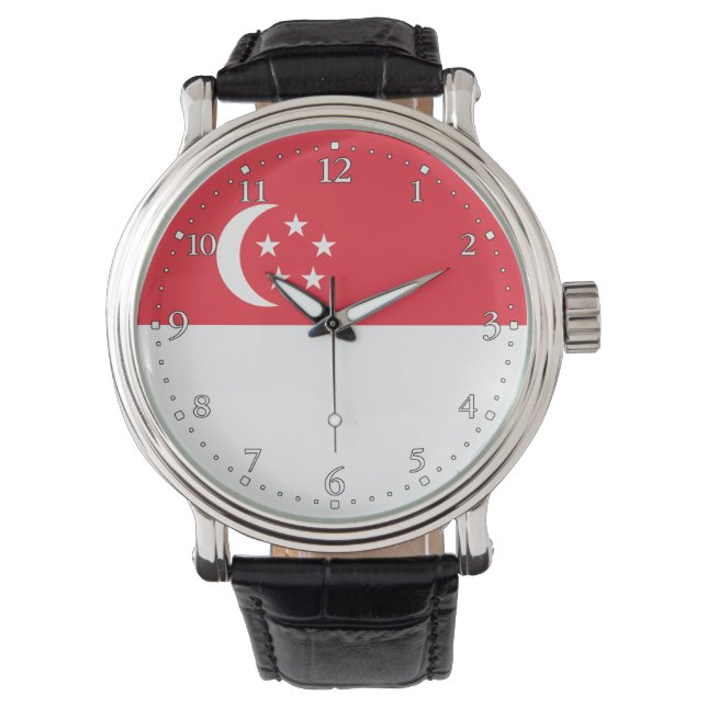 Reloj De Pulsera Bandera de Singapur (Anverso)
