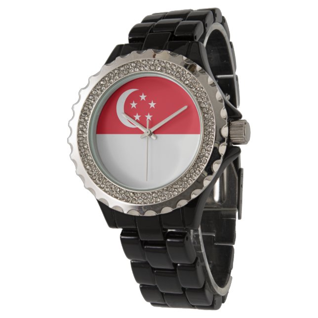 Reloj De Pulsera Bandera de Singapur (Angular)
