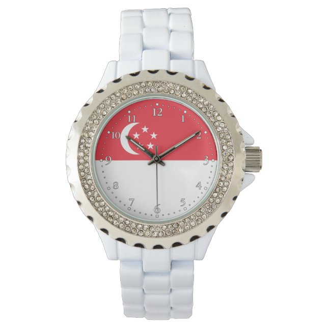 Reloj De Pulsera Bandera de Singapur (Anverso)